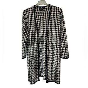 Long Houndstooth Button up Cardigan Size XL A